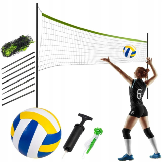 VOLEJBALOVÝ SET STĹPKY RÁMOVÁ SIEŤ BADMINTONOVÁ LOPTA 570 cm
